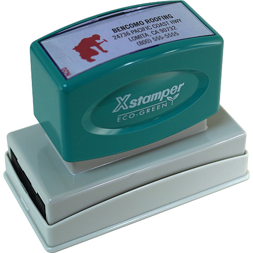 Xstamper Two-Color Custom Stamp Custom Message Stamp - 0.88" Impression Width x 2.75" Impression Length - Recycled - 1 Each (N20)