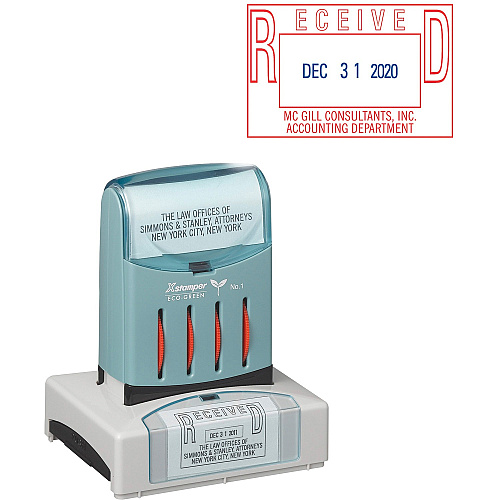 Xstamper Custom VersaDater Stamp Custom Message/Date Stamp - 1.31" Impression Width x 2.12" Impression Length - 50000 Impression(s) - Recycled - 1 Each (N82)