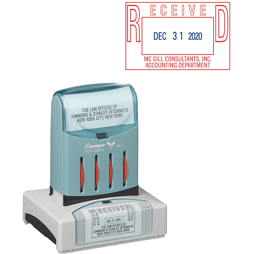Xstamper Custom VersaDater Stamp Custom Message/Date Stamp - 1.31" Impression Width x 2.12" Impression Length - 50000 Impression(s) - Recycled - 1 Each (N82)