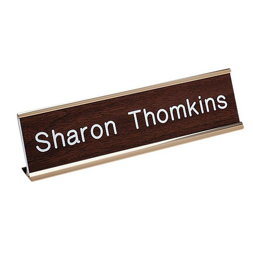 Xstamper Standard Aluminum Desk Sign 8" Width x 2" Height - Aluminum - Gold - 1 Each (K30)