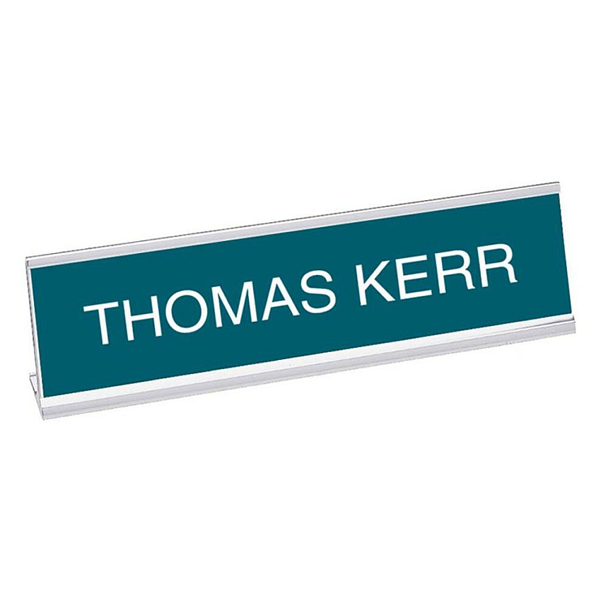 Xstamper Standard Aluminum Desk Sign 8" Width x 2" Height - Aluminum - Silver - 1 Each (K31)