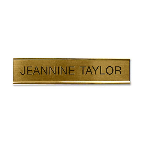 Xstamper Standard Aluminum Desk Sign 10" Width x 2" Height - Aluminum - Gold - 1 Each (K35)