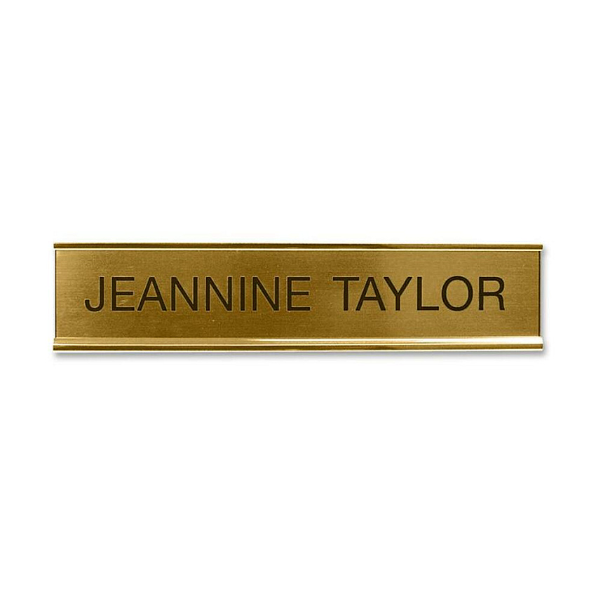 Xstamper Standard Aluminum Desk Sign 10" Width x 2" Height - Aluminum - Gold - 1 Each (K35)