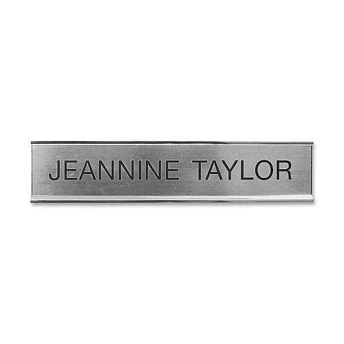 Xstamper Standard Aluminum Desk Sign 10" Width x 2" Height - Aluminum - Silver - 1 Each (K36)