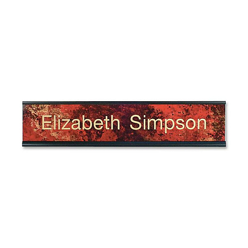 Xstamper Standard Aluminum Desk Sign 10" Width x 2" Height - Aluminum - Black - 1 Each (K37)