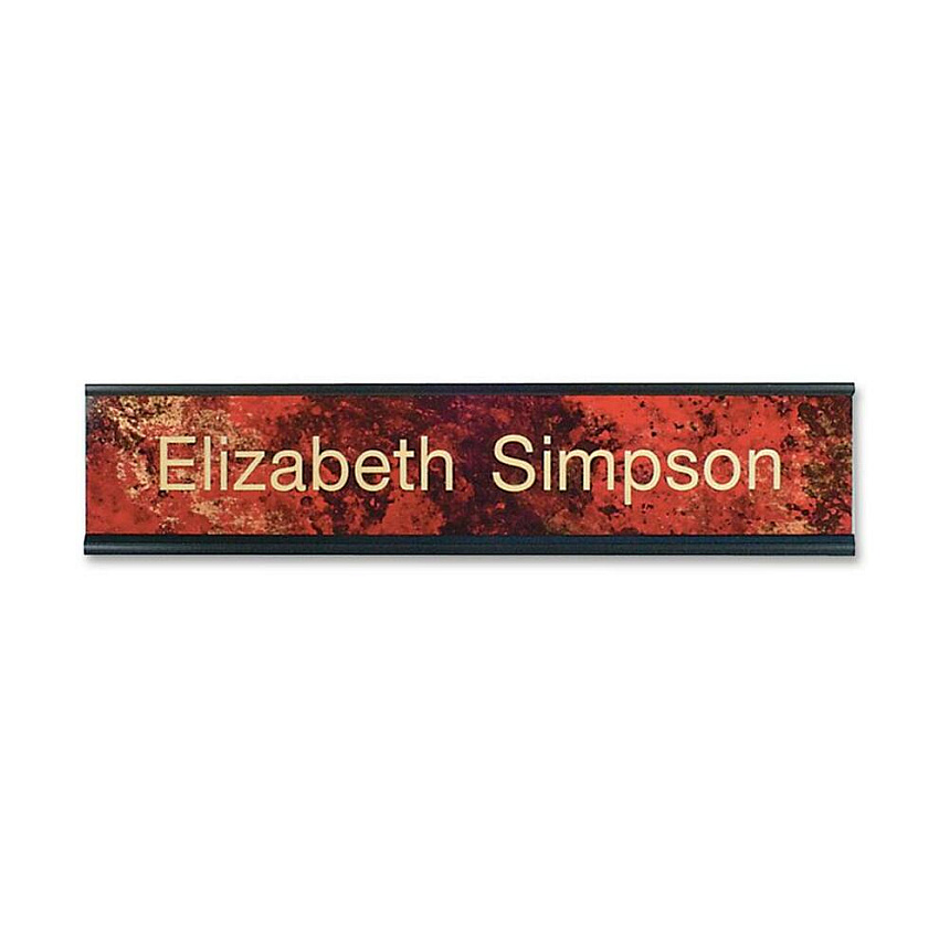 Xstamper Standard Aluminum Desk Sign 10" Width x 2" Height - Aluminum - Black - 1 Each (K37)