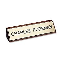 Xstamper Xecutives Plastic Name Plates On Wood 8" Width x 2" Height - Indoor - Plastic, Wood - 1 Each (K80)