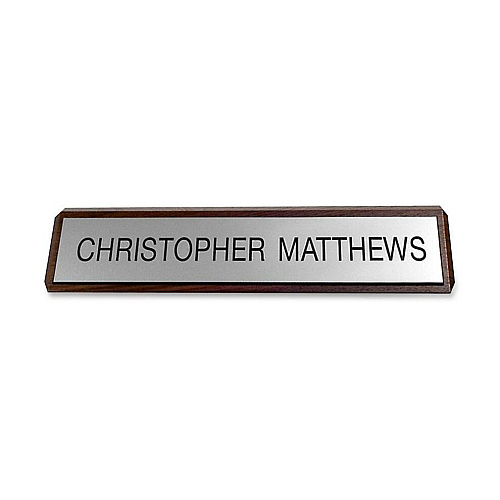 Xstamper Xecutives Plastic Name Plates On Wood 10" Width x 2" Height - Indoor - Plastic, Wood - 1 Each (K81)