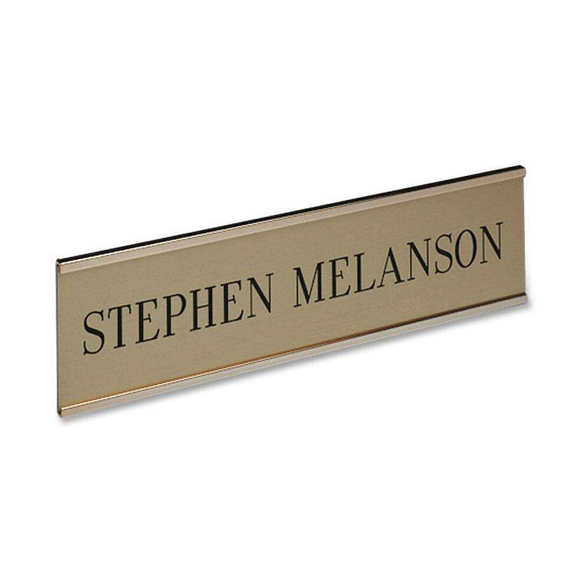 Xstamper Framed Standard Aluminum Wall Sign 8" Width x 2" Height - Wall Mountable - Indoor - Aluminum - Gold - 1 Each (W30)