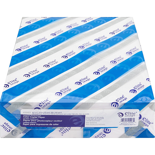 Elite Image Color Copier Paper 98 Brightness - Letter - 8 1/2" x 11" - 28 lb Basis Weight - Smooth - 500 / Ream - White (45003)