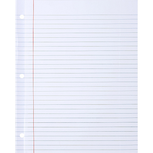 Sparco Ruled Filler Paper 100 Sheets - Wide Ruled Front Ruling - Ruled Red Margin - 20 lb Basis Weight - Letter - 8 1/2" x 11" Sheet Size - White Paper - Subject, Reinforced Edges - Recycled - 100 / Pack (WB213R)