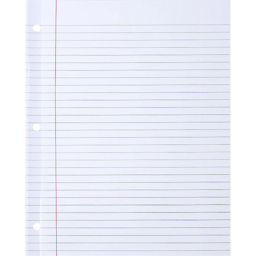 Sparco Ruled Filler Paper 100 Sheets - Wide Ruled Front Ruling - Ruled Red Margin - 20 lb Basis Weight - Letter - 8 1/2" x 11" Sheet Size - White Paper - Subject, Reinforced Edges - Recycled - 100 / Pack (WB213R)
