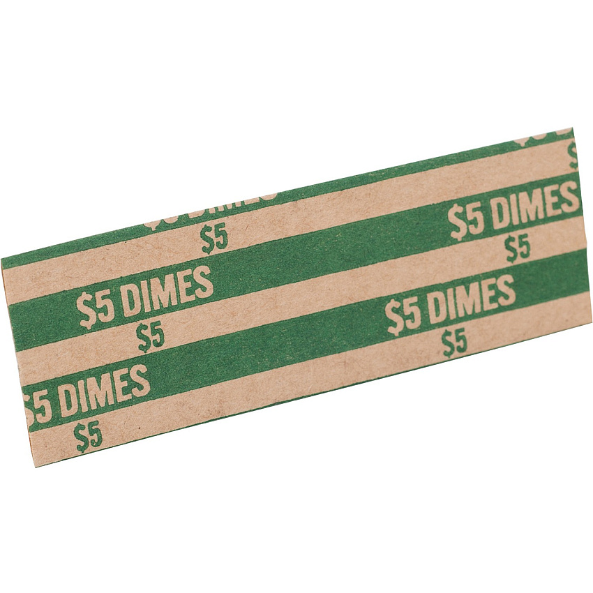 Sparco Flat Coin Wrappers 1000 Wrap(s) - Total $5.0 in 50 Coins of 10¢ Denomination - 60 lb Basis Weight - Kraft - Green - 1000 / Pack (TCW10)