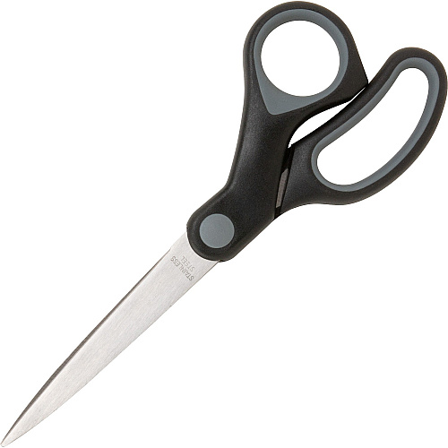 Sparco Straight Scissors w/Rubber Grip Handle 8" Overall Length - Straight - Stainless Steel - Black, Gray - 1 Each (25226)