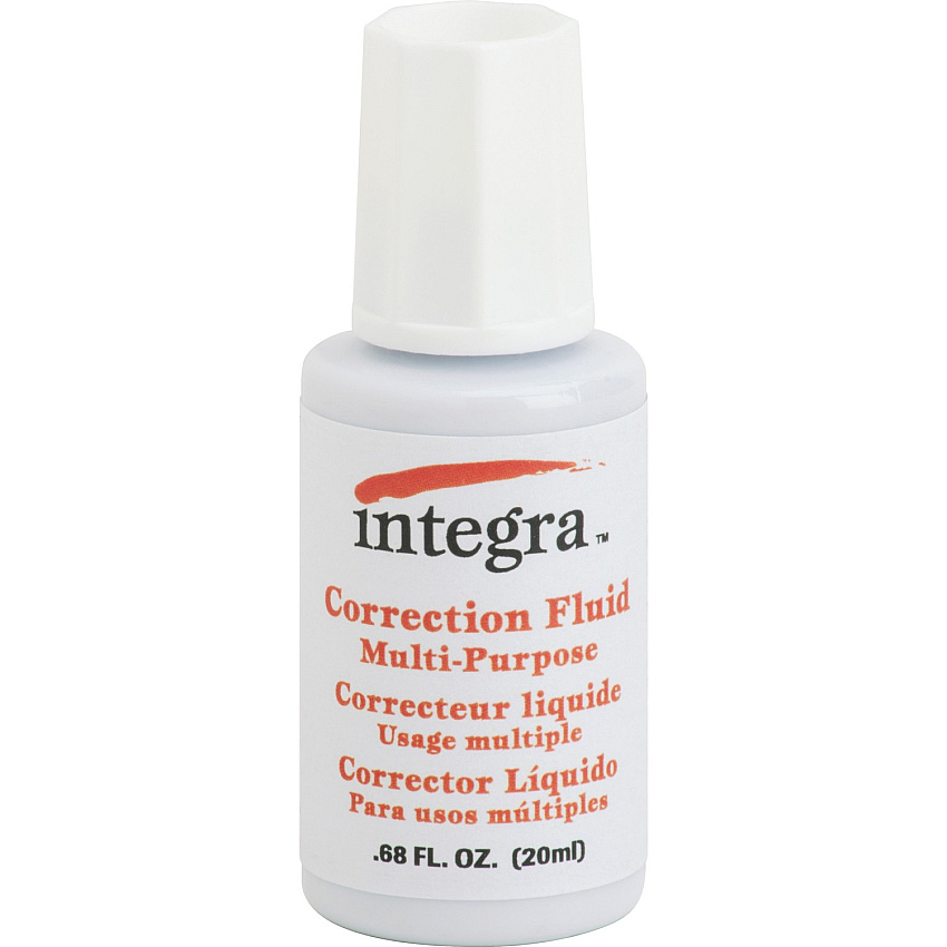 Integra Multipurpose Correction Fluid Brush Applicator - 22 mL - White - 1 Each (01539)