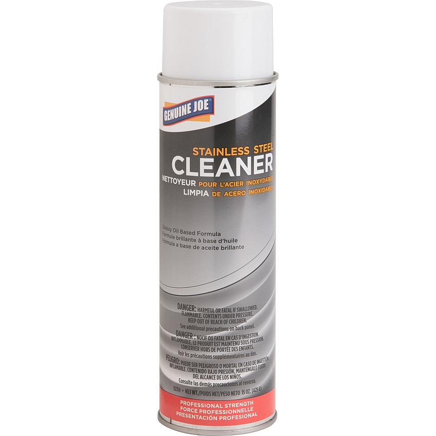 Genuine Joe Stainless Steel Cleaner For Metal Surface - 15 fl oz (0.5 quart) - Pleasant Scent, Luster - Multi Can - 1 Each (GJO02114)
