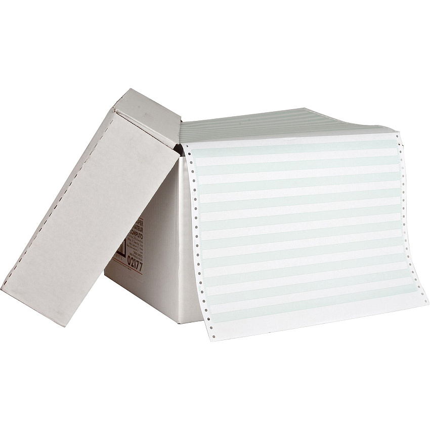 Sparco Continous-form 1/2" Green Bar Computer Paper 14 7/8" x 11" - 20 lb Basis Weight - 2400 / Carton - Perforated - Green Bar (02177)