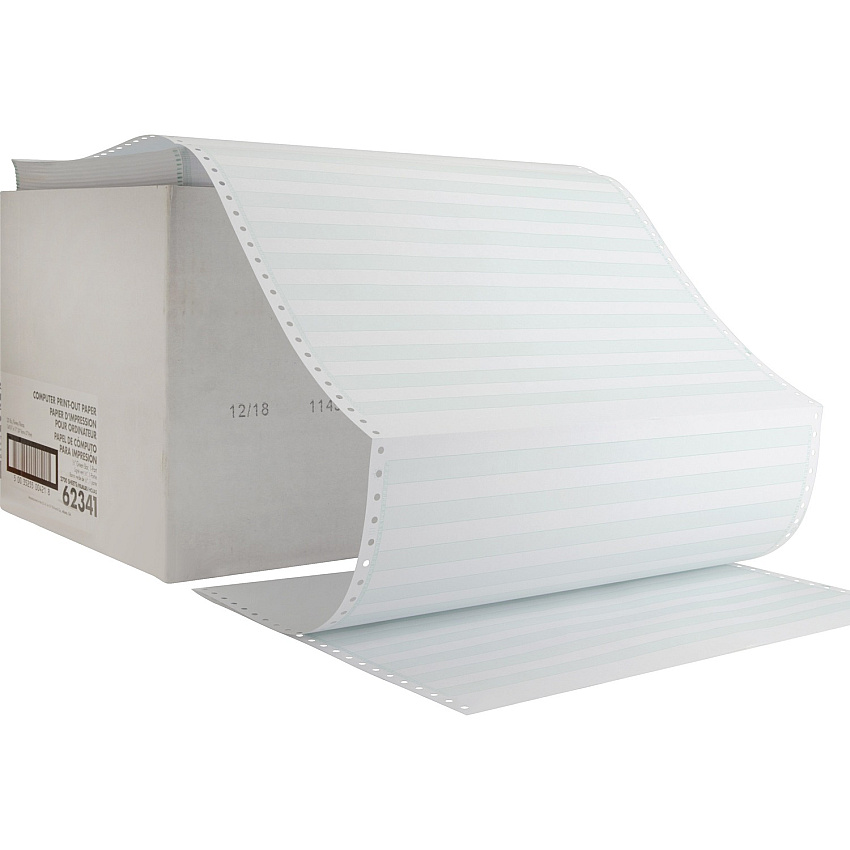 Sparco Continous-form 1/2" Green Bar Computer Paper 14 7/8" x 11" - 20 lb Basis Weight - Perforated - Green Bar - 2700 / Carton (62341)