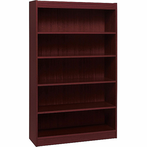 Lorell Panel End Hardwood Veneer Bookcase 36" Width x 12" Depth x 60" Height - 5 x Shelf(ves) - 550 lb Load Capacity - Mahogany - Laminate - Wood - Assembly Required (LLR60073)