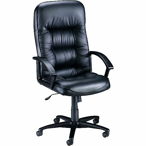 Lorell Tufted Executive High-Back Office Chair Black Seat Color - Leather Seat Material - Black Frame Color - 5-star Base - Black - 1 Each (LLR60116)