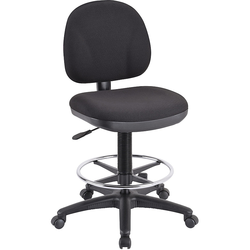 Lorell Millenia Series Adjustable Task Stool with Back Black Seat Color - Black - 1 Each (LLR80008)