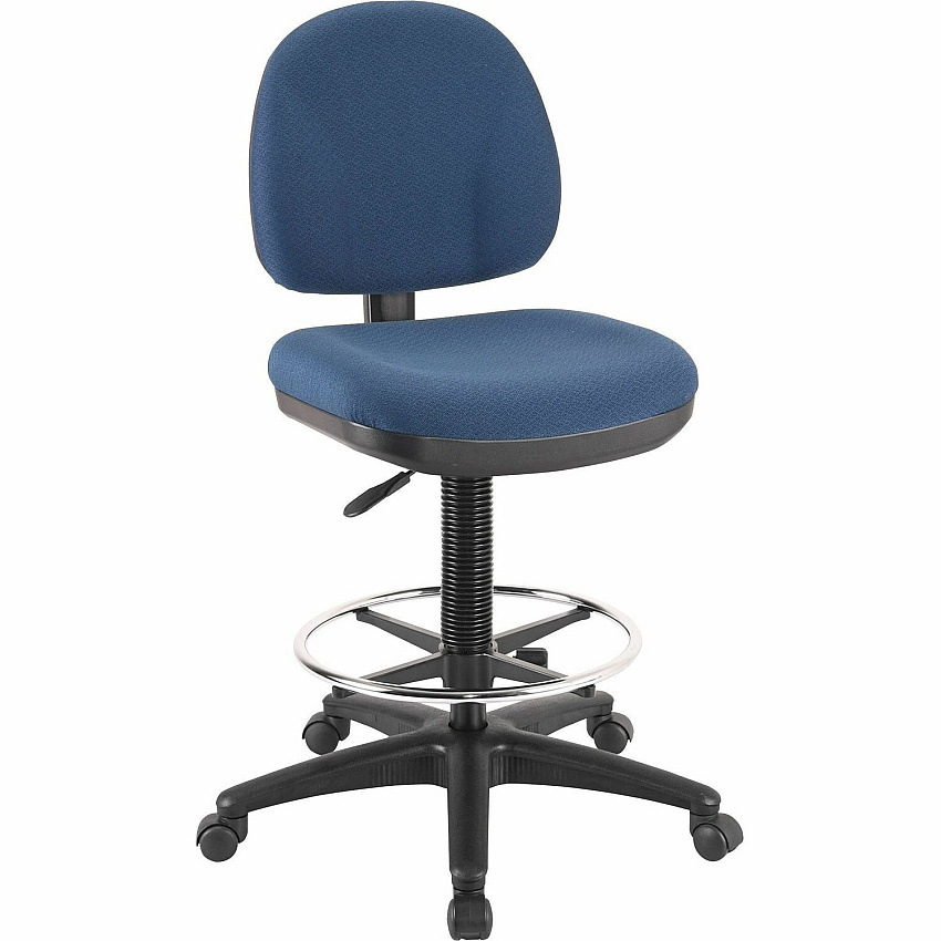 Lorell Millenia Series Adjustable Task Stool with Back Blue Seat Color - Blue - 1 Each (LLR80010)