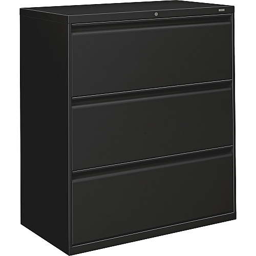 HON Lateral Files - 3-Drawer 36" Width x 19.3" Depth x 40.9" Height - 3 x Drawer(s) for File - Lateral - Black - Baked Enamel - Steel - Recycled (883LP)