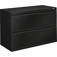 HON 800 Series Full-Pull Locking Lateral File - 2-Drawer 42" Width x 19.3" Depth x 28.4" Height - 2 x Drawer(s) - Lateral - Black - Baked Enamel - Steel - Recycled (892LP)