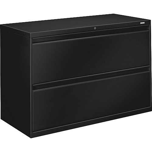 HON 800 Series Full-Pull Locking Lateral File - 2-Drawer 42" Width x 19.3" Depth x 28.4" Height - 2 x Drawer(s) - Lateral - Black - Baked Enamel - Steel - Recycled (892LP)