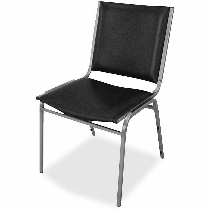 Lorell Padded Stacking Chairs Black Seat Color - Vinyl Seat Material - Vinyl Back Material - Steel Frame Material - Black - Steel, Vinyl - 4 / Carton (LLR62502)