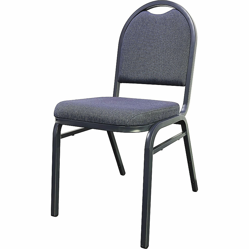 Lorell Round-Back Upholstered Stack Chairs Blueberry, Black Seat Color - Fabric Seat Material - Charcoal Frame Color - Steel Frame Material - Blue, Black - 4 / Carton (LLR62514)