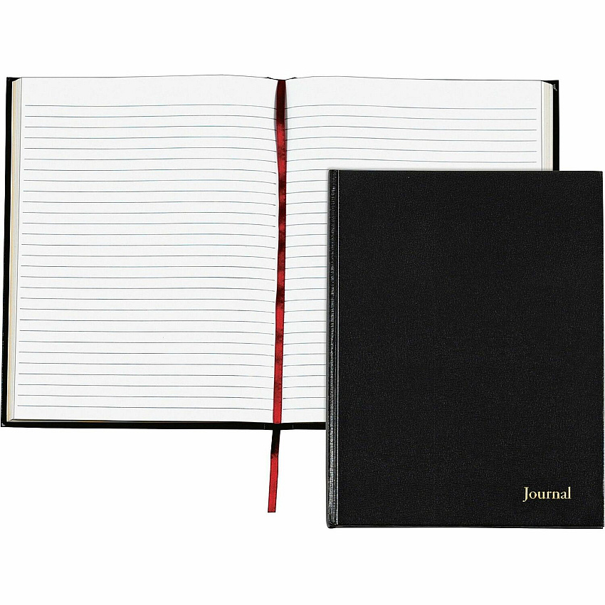 TOPS Professional Business Journal with Ribbon - Letter 160 Sheets - Sewn - 20 lb Basis Weight - Letter - 8 1/2" x 11" Sheet Size - White Paper - Black Cover - Acid-free, Hard Cover - 1 Each (J25811)