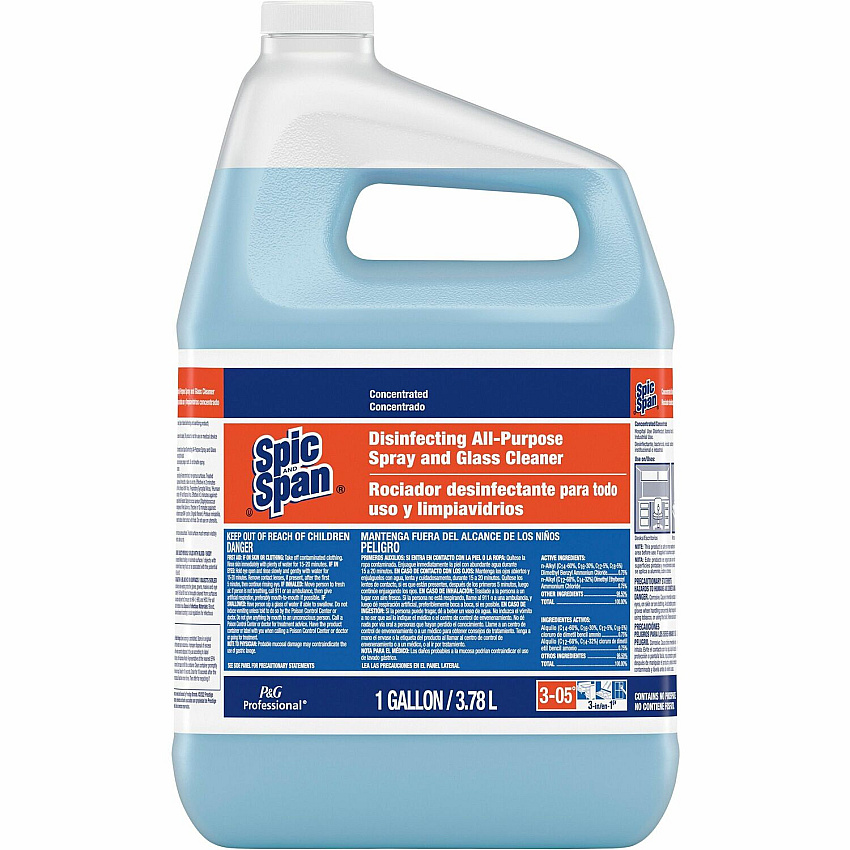 Spic and Span Disinfecting All-Purpose Spray and Glass Cleaner For Multipurpose - Concentrate - 128 fl oz (4 quart) - Recommended For: Grease Remover, Germs Remover - Streak-free, Disinfectant - Clear Blue - 1 Each (32538)