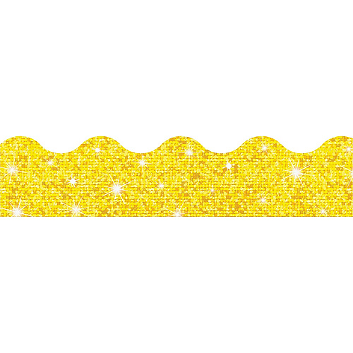 Trend Sparkle Board Trimmers Rectangle Topped With Waves Shape - Pin-up - Reusable, Precut - 0.10" Height x 2.25" Width x 390" Length - Yellow - Paper - 1 / Each (T91412)