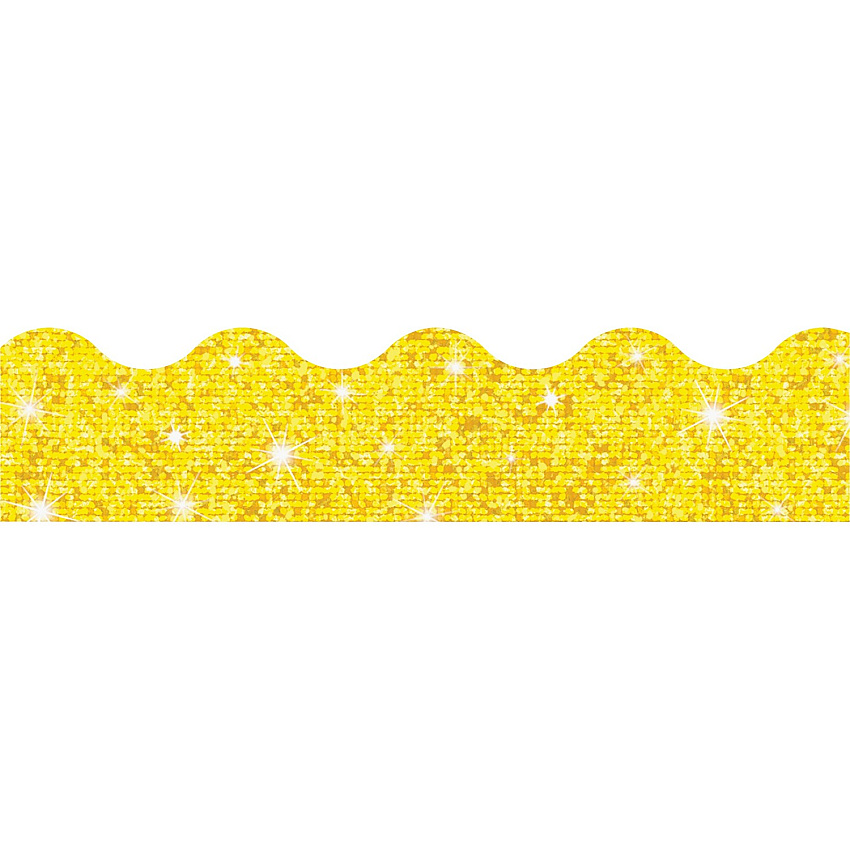 Trend Sparkle Board Trimmers Rectangle Topped With Waves Shape - Pin-up - Reusable, Precut - 0.10" Height x 2.25" Width x 390" Length - Yellow - Paper - 1 / Each (T91412)