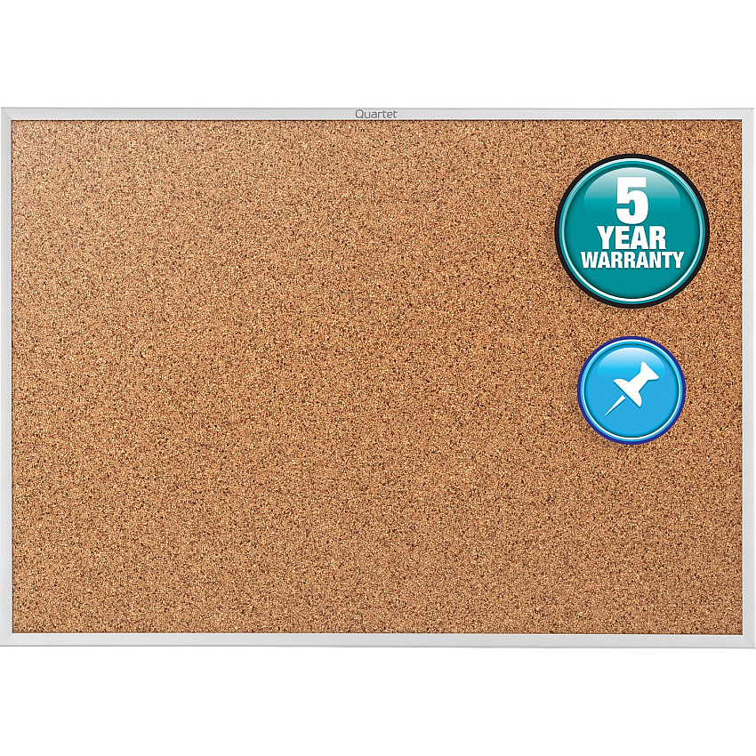 Quartet Classic Series Bulletin Board 48" Board Height x 72" Board Width - Brown Natural Cork Surface - Heavy-gauge, Self-healing, Heavy Duty - Silver Aluminum Frame - 1 Each (2307)