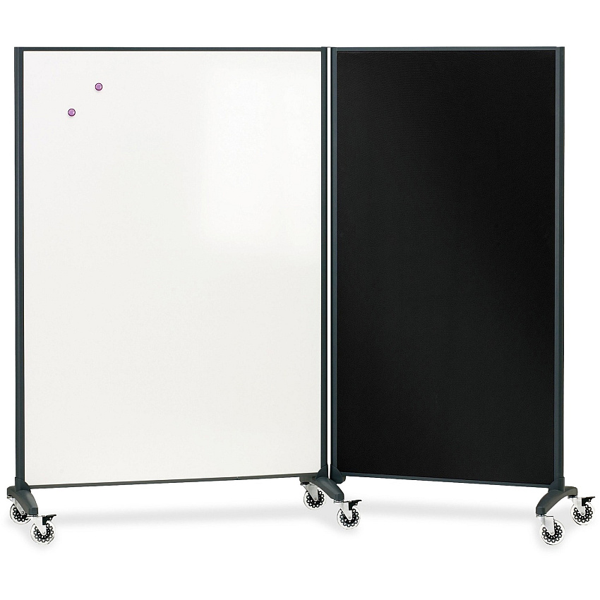 Quartet Motion Room Divider 36" (3 ft) Width x 72" (6 ft) Height - White Porcelain Surface - Graphite Metal Frame - Magnetic - 1 Each (6630MB)