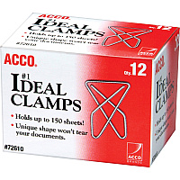 ACCO Ideal Paper Clamps Large - No. 1 - 150 Sheet Capacity - Silver - Metal - 12 / Box (72610)