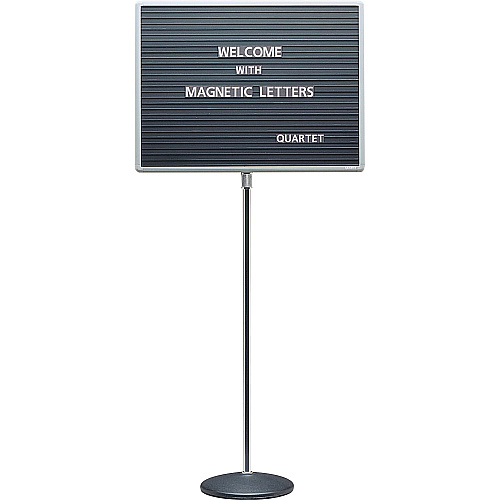 Quartet Single-Pedestal Letter Board 16" Board Height x 20" Board Width - Solid Black Surface - Magnetic, Adjustable Pedestal, Sturdy - Gray Aluminum Frame - 1 Each (7920M)
