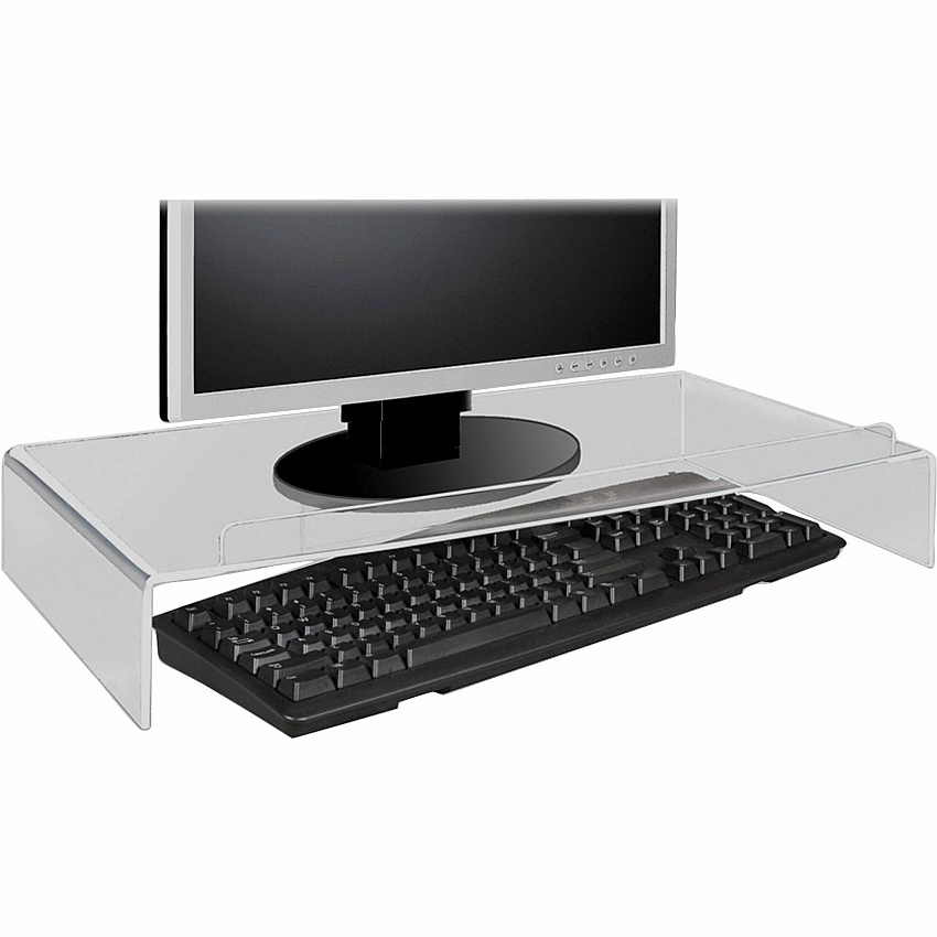 Kantek Acrylic Monitor Stand with Keyboard Storage Up to 19" Screen Support - 50 lb Load Capacity - CRT Display Type Supported - DepthDesktop - Acrylic - Clear (AMS300)