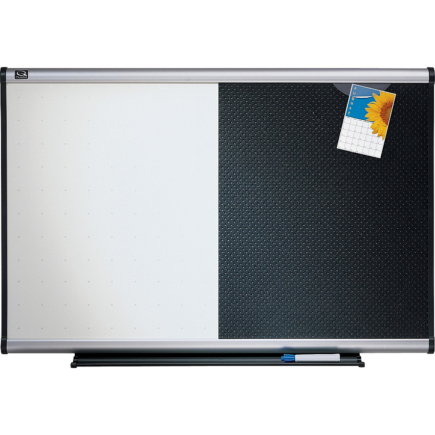 Quartet Prestige Combination Board 36" (3 ft) Width x 24" (2 ft) Height - Black Foam Surface - Silver Aluminum Frame - Horizontal - 1 Each (BTE643A)