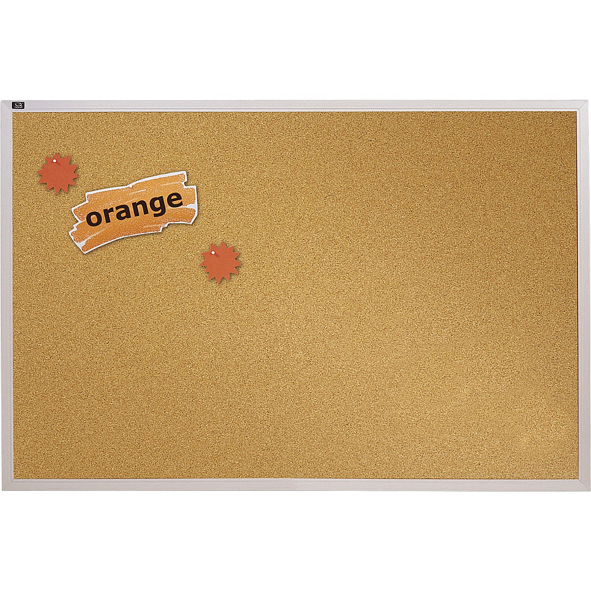 Quartet Bulletin Board 48" Board Height x 96" Board Width - Brown Natural Cork Surface - Silver Aluminum Frame - 1 Each (ECKA408)