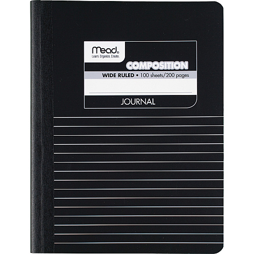 Mead Square Deal Black Marble Journal 100 Sheets - Sewn - 7 1/2" x 9 3/4" Sheet Size - Black Marble Cover - Schedule - 1 Each (09920)