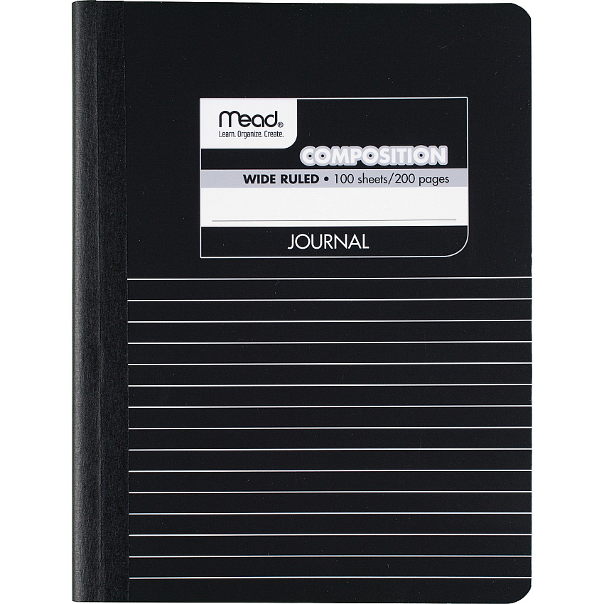 Mead Square Deal Black Marble Journal 100 Sheets - Sewn - 7 1/2" x 9 3/4" Sheet Size - Black Marble Cover - Schedule - 1 Each (09920)