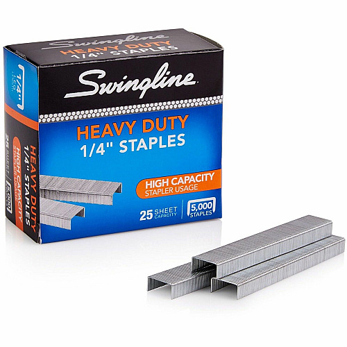 Swingline Staples Heavy Duty - 1/4" Leg - Holds 25 Sheet(s) - for Paper - Heavy Duty, Chisel Point - 100 Per Strip - 5000 / Box (79394)