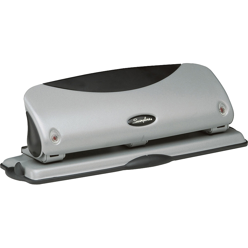 Swingline EasyView Desktop Punch 3 Punch Head(s) - 12 Sheet - 9/32" Punch Size - Black, Silver (74063)