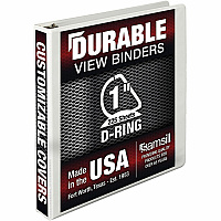 Samsill Insertable D-Ring Binder 1" Binder Capacity - Letter - 8 1/2" x 11" Sheet Size - 250 Sheet Capacity - 3 Ring - Fastener: D-Ring - Pocket: 2, Internal - Polypropylene, Chipboard - White - 1.12 lb - Recycled - Locking Ring, Clear Overlay, No (16437)