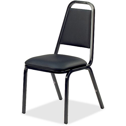 Lorell Upholstered Stacking Chairs Black Seat Color - Vinyl Seat Material - Black Frame Color - Steel Frame Material - Charcoal Black - Vinyl, Steel - 4 / Carton (LLR62512)