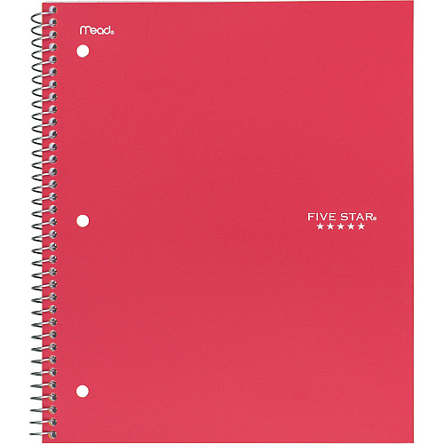 Acco Five Star Wirebound 1-subject Notebook Ring x 8" Width x 10.5" Length - Bend Resistant, Crack Resistant - 1 Each (72017)