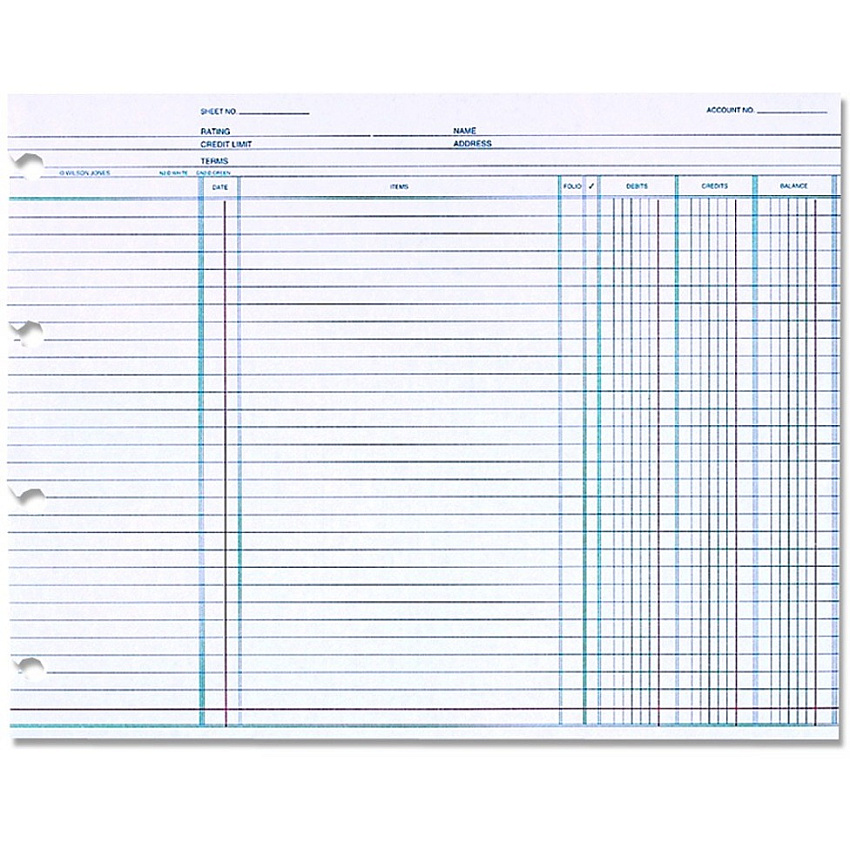 Wilson Jones Balance Ledger Paper 24 lb - Double Sided Sheet - Ledger - 10.38" x 7.50" Sheet Size - 4 x Holes - White Sheet(s) - Red, Blue Print Color - Paper - 100 / Pack (N1D)